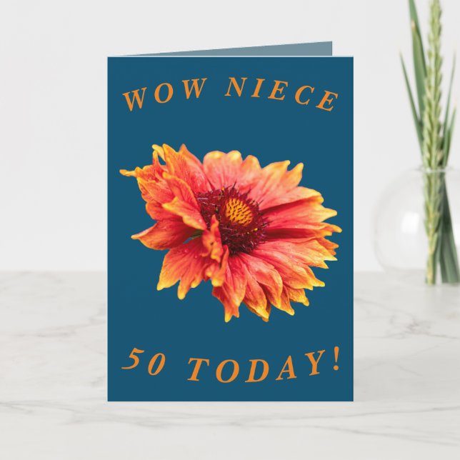Bold Floral 50th Birthday Card for Niece (Front)