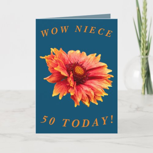 Bold Floral 50th Birthday Card for Niece