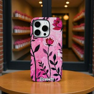 Bold Floral Art in Pink iPhone 16 Pro Case