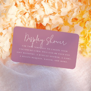 Bold Floral Calligraphy Purple Bridal Shower Enclosure Card