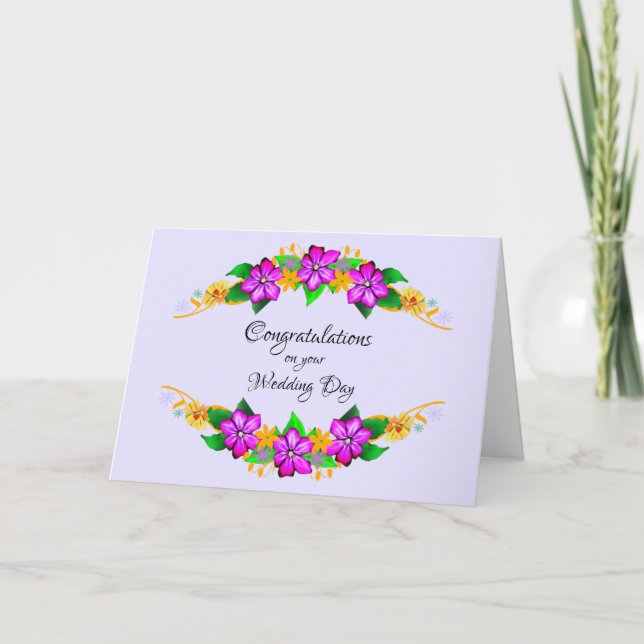Bold Floral Congratulations on your wedding day Card (Front)