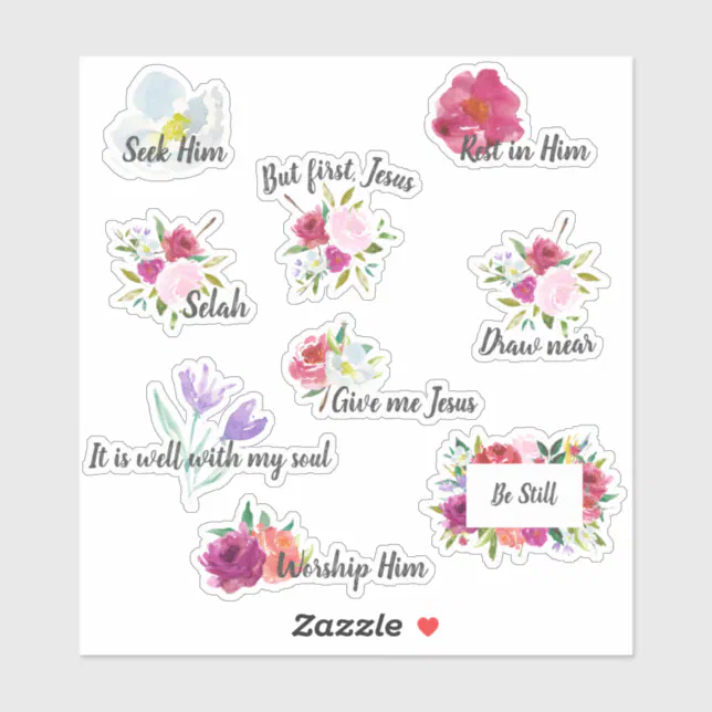 Bold Floral Devotional Christian Journal Stickers