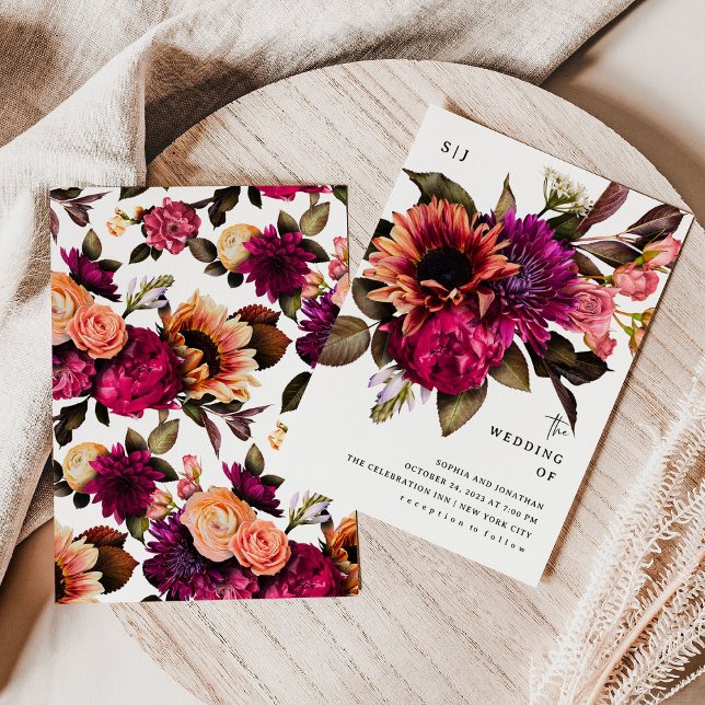 Bold Floral | Dramatic and Elegant Wedding Invitation (Creator Uploaded)