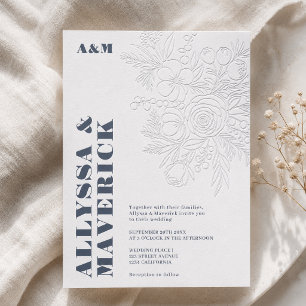 Bold Floral Elegant Floral Wedding Initials Letterpress Invitation