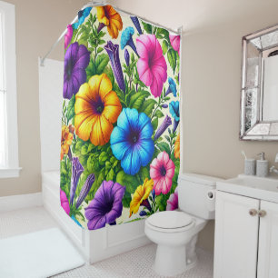 Bold Floral Garden Burst Shower Curtain