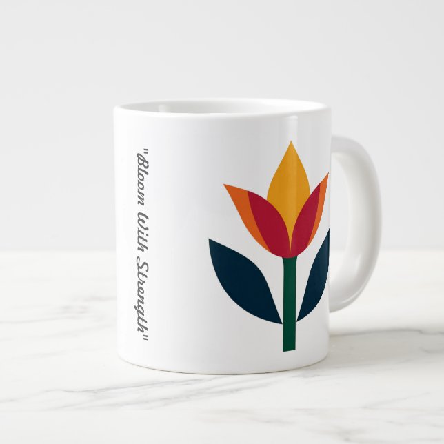 "Bold Floral Harmony" Giant Coffee Mug (Front Right)