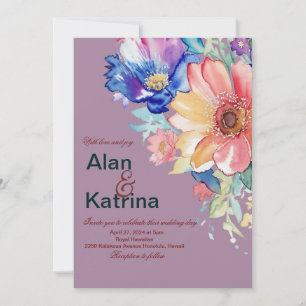Bold Floral Magenta Wedding Invitation