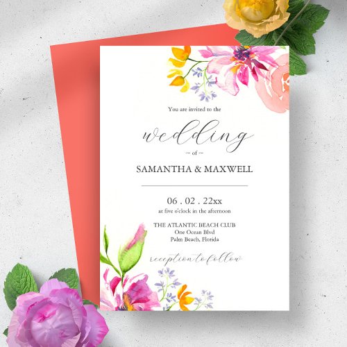 Bold Floral Maximalist Wedding Invitations