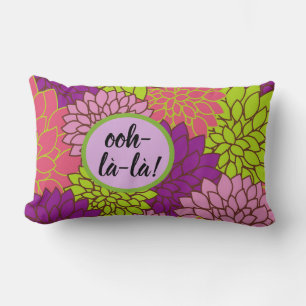 Bold Floral Ooh-la-la Lumbar Pillow Pink Ppl Green
