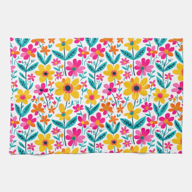 Bold Floral Painterly Kitchen Towel (Horizontal)