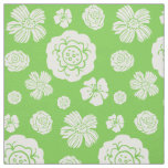 Bold Floral Pattern Lime Green White Fabric