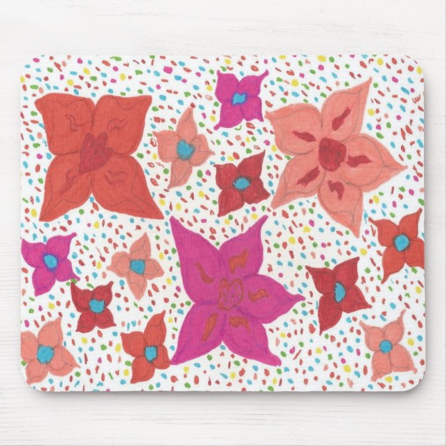 Bold Floral Pattern Mouse Pad (Front)