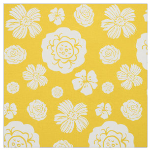 Vintage 1960s Yellow Swiss Dot Floral Fabric - {michellepatterns.com}