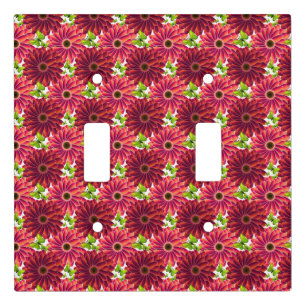 Bold Floral Pattern with Butterflies Vibrant Red Light Switch Cover