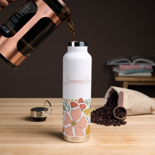 Bold Floral Personalized Water Bottle