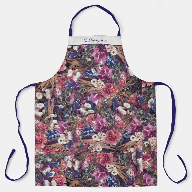 Bold Floral Photography Pattern Personalized Apron (Front)