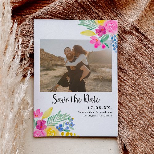 Bold floral spring 2 photos save the date