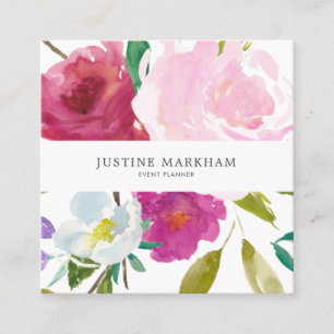 Bold Floral Square Business Card