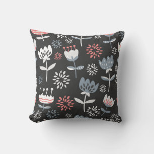 Bold Floral Symphony Throw Pillow