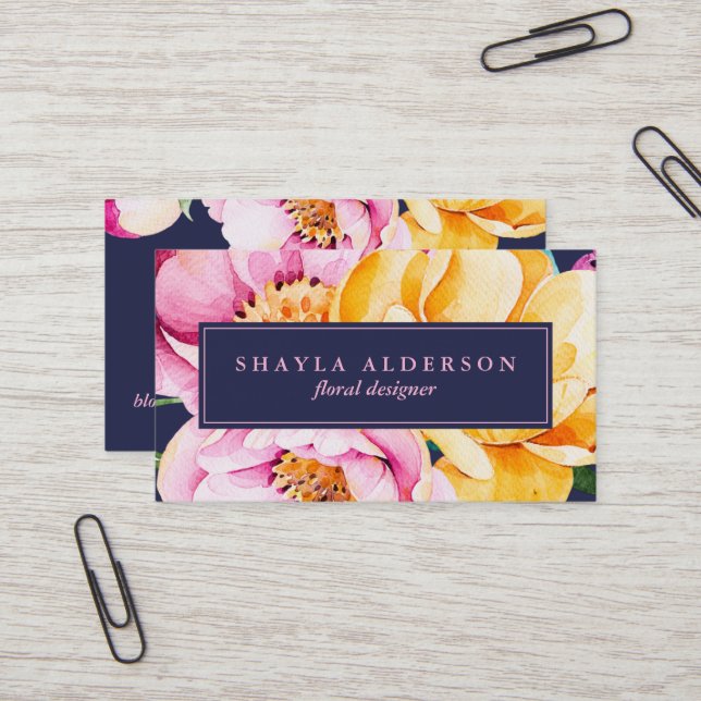 Bold Floral | The Spotted Olive | Business Card (Front/Back In Situ)