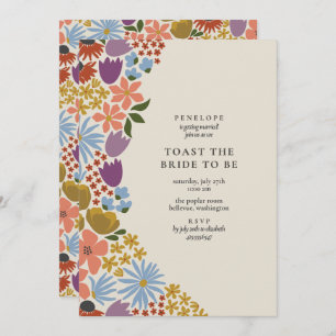 Bold Floral Toast the Bride Cocktail Hour Shower Invitation