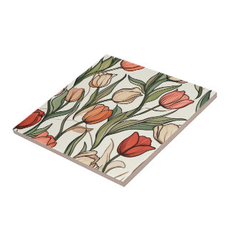 Bold Floral Tulip Tiles For Bathroom Flooring