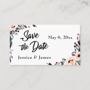 Bold Floral Watercolor & Script Save the Date Card