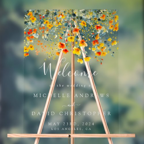 Bold Floral Wedding Acrylic Sign