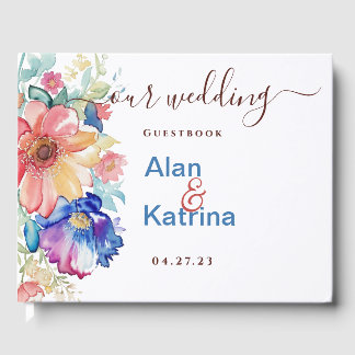 Bold Floral Wedding  Guest Book