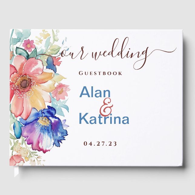 Bold Floral Wedding  Guest Book (Front)
