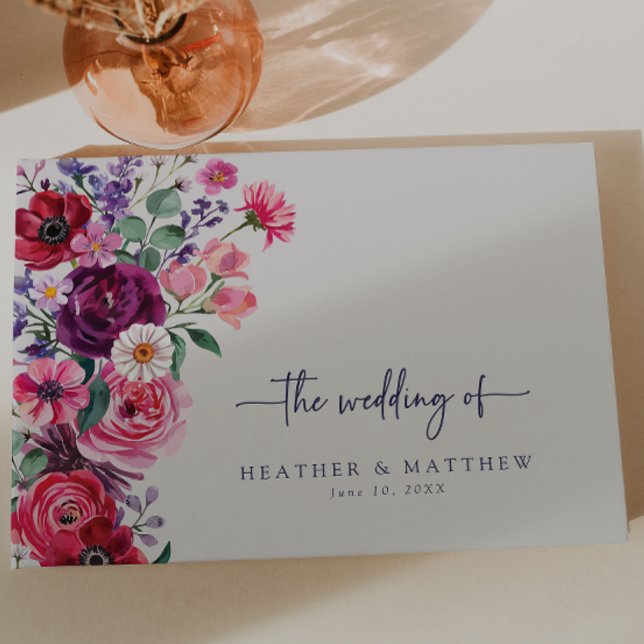 Bold Floral Wedding Guest Book (Bold Jewel Toned Floral Wedding Guest Book by Painted Paperie
)
