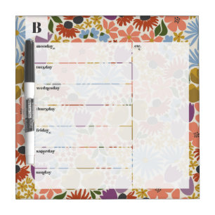 Bold Floral Weekly Calendar Dry Erase Board