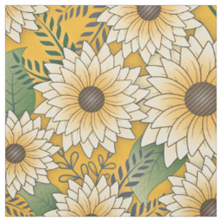 Bold Floral Yellow Sunny Sunflower Garden Fabric