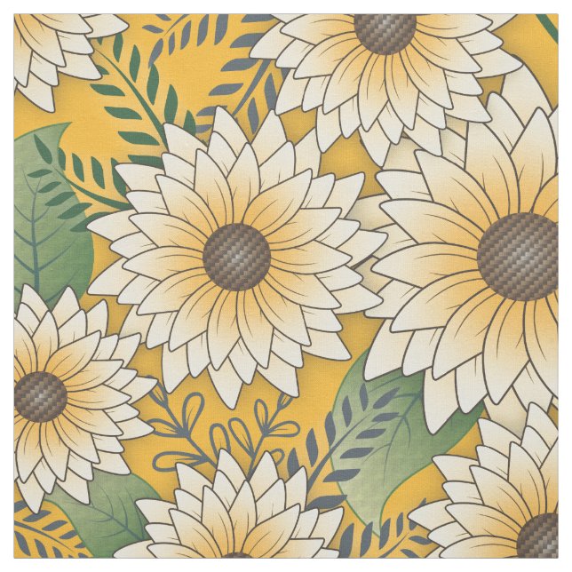 Bold Floral Yellow Sunny Sunflower Garden Fabric (Swatch)