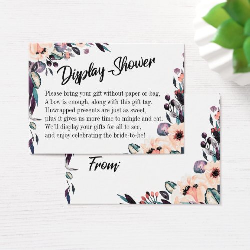 Bold Florals Display Bridal Shower Gift Tag Card
