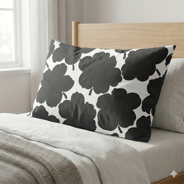 Bold Florals Monochrome Black & White Pillow Case (Creator Uploaded)