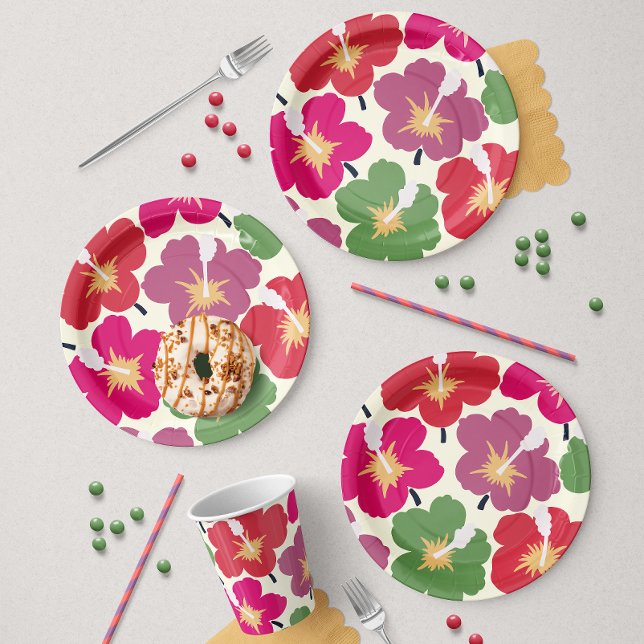 Bold Florals Multicolored  Paper Plates (Creator Uploaded)