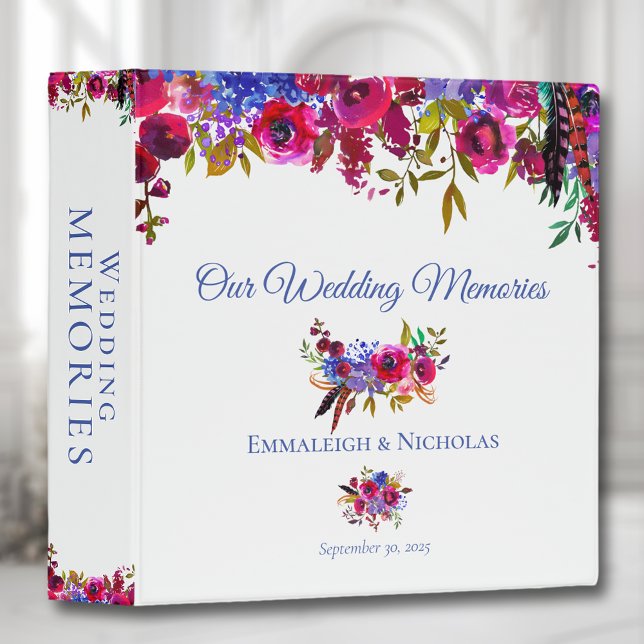 Bold Florals Wedding Photo Scrapbook Album 3 Ring Binder (Creator Uploaded)