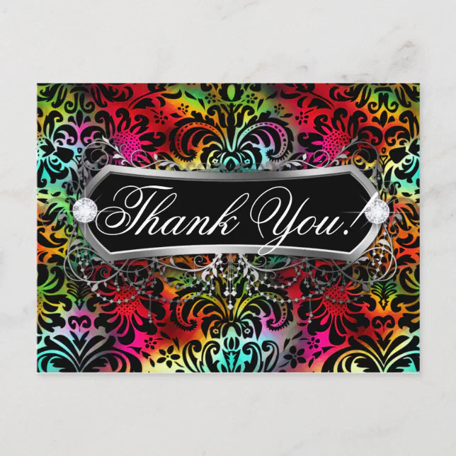 Bold Flower Pattern Fashion Jewelry Thank You Postcard | Zazzle