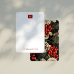 Bold Flowers, Berries & Leaves Monogram & Name Note Card<br><div class="desc">These holiday floral note cards add a heartwarming and personalized touch to your Christmas and holiday greetings. The back of each card features a captivating display of vibrant flowers, berries, and leaves in striking shades of red, green, and creamy white, embodying the enchantment of the season. On the front, these...</div>
