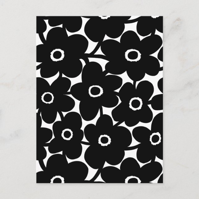 Bold Flowers - Black and White Postcard (Front)