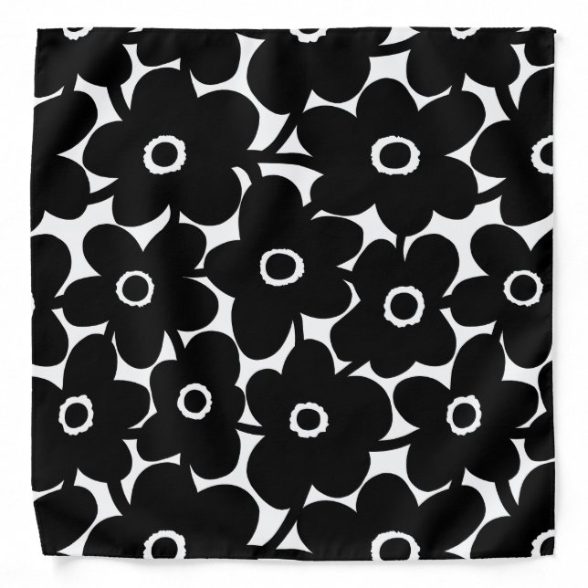 Bold Flowers - Black Bandana (Front)