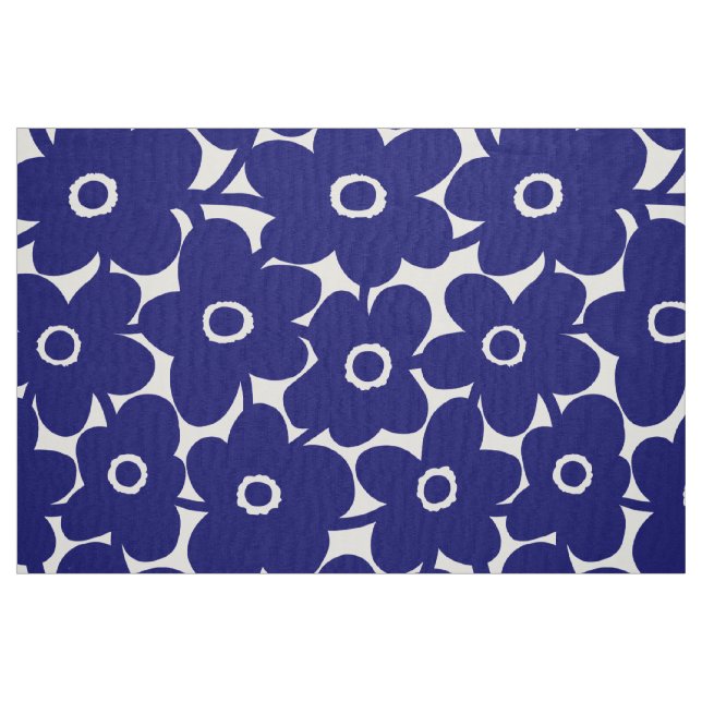 Bold Flowers - Deep Navy Blue Fabric (Fat Quarter)