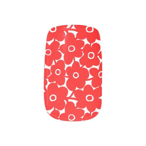 Bold Flowers _ Red on White Minx Nail Wraps