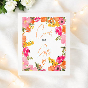 Bold flowers script cards gifts bridal shower poster