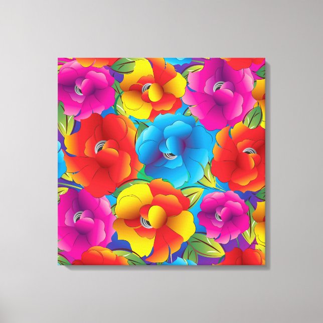 Bold Flowers Wrapped Canvas Print (Front)