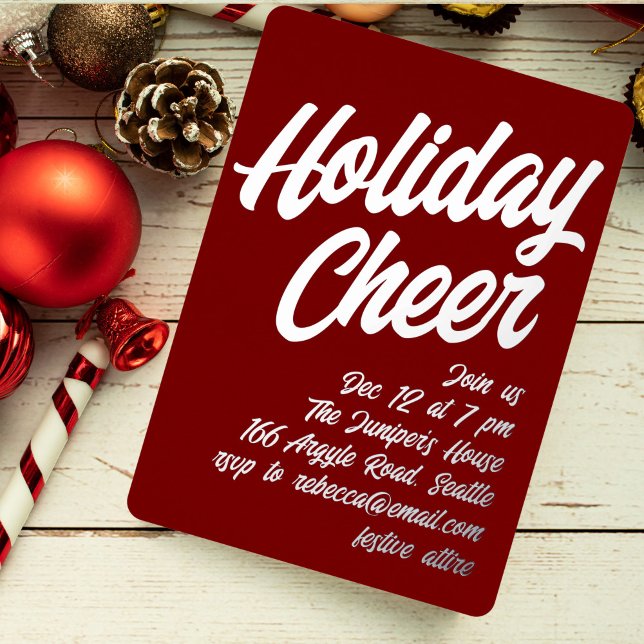 Bold Foil Holiday Cheer Party Invitation (Creator Uploaded)