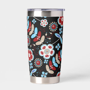 Bold Folk Floral Pattern Insulated Tumbler