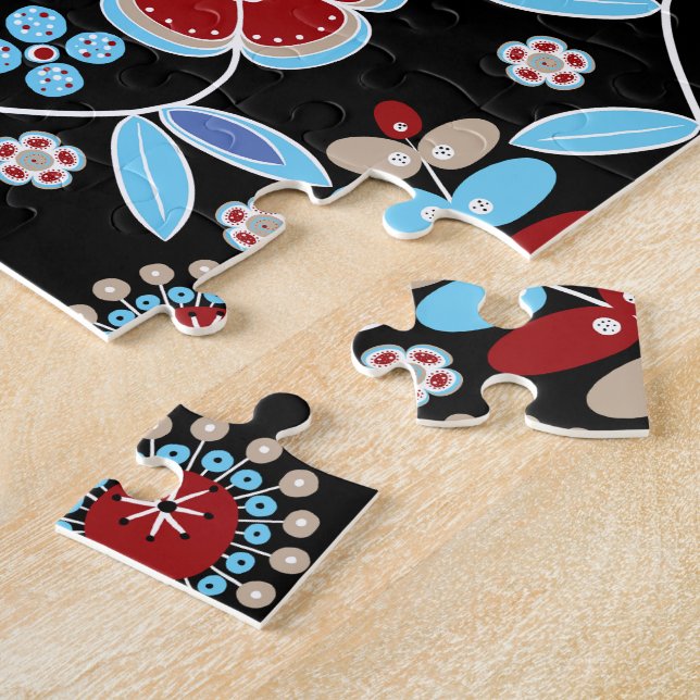 Bold Folk Floral Pattern Jigsaw Puzzle (Side)