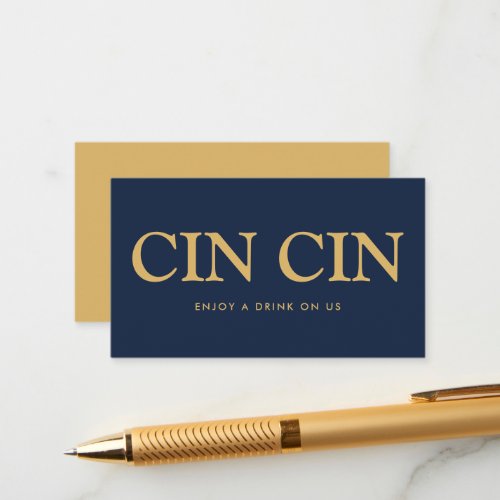 Bold Font Chin chin Italian Free Drinks Ticket Enclosure Card